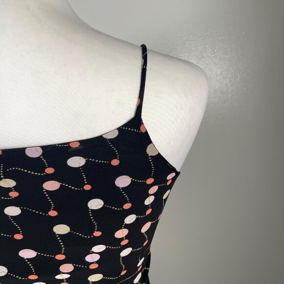 Le Pink Black Pink Polka Dots Asymmetrical Strap Neck Sleeveless Dress 10 NWT - Picture 9 of 12